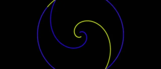 21:9 Ultrawide | 60fps Neon Spiral Screensaver - Blue Yellow Glow VJ Loop