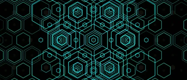 21:9 Ultrawide | 60fps Screensaver - Cyan Neon Hexagon Tech VJ Loop Motion