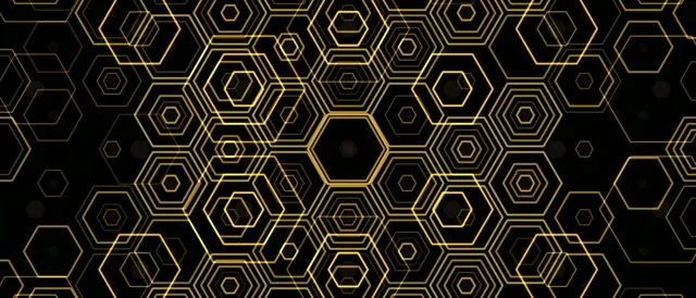 21:9 Ultrawide | Gold Hexagon Pattern 60fps Screensaver VJ Loop