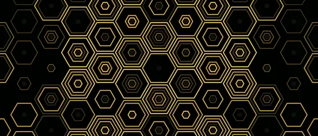 21:9 Ultrawide | Golden Hexagon Geometric 60fps Screensaver VJ Loop
