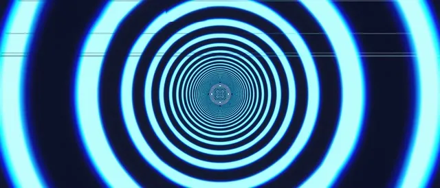 21:9 Ultrawide | Neon Cyan Circles Tunnel 60fps Screensaver VJ Loop
