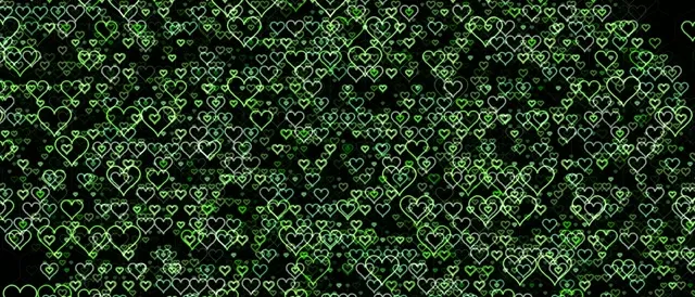 21:9 Ultrawide | Neon Green Hearts Falling 60fps Screensaver VJ Loop