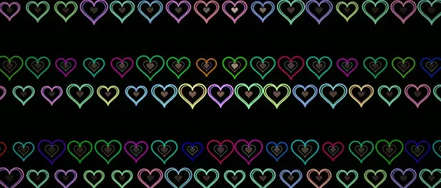 21:9 Ultrawide | Neon Hearts 60fps VJ Loop Screensaver Motion Background