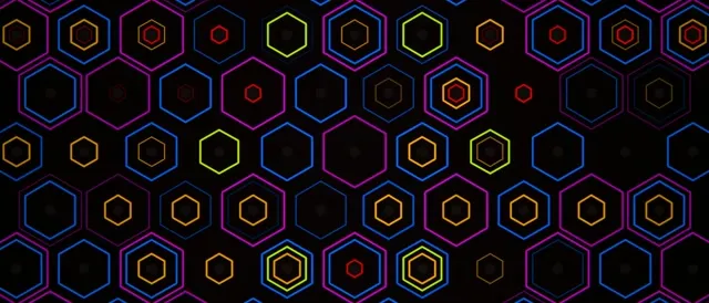 21:9 Ultrawide | Neon Hexagon Grid 60fps Screensaver VJ Loop