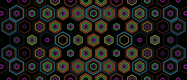 21:9 Ultrawide | Neon hexagon pattern 60fps screensaver VJ loop