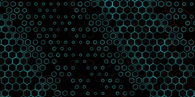 2:1 Univisium | 60FPS Cyan Hexagon Screensaver VJ Loop Motion Background