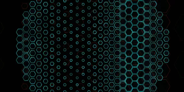 2:1 Univisium 60fps Cyan Hexagon Tunnel Screensaver VJ Animation