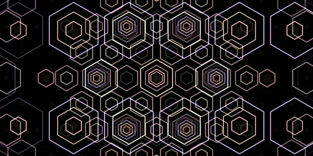2:1 Univisium | 60fps Geometric Hexagon VJ Loop Neon Gold