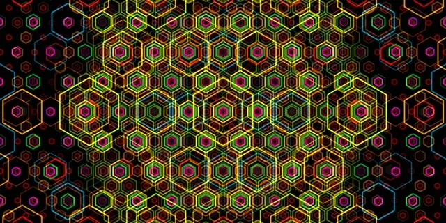 2:1 Univisium 60fps Neon Hexagon Screensaver Background for Edits