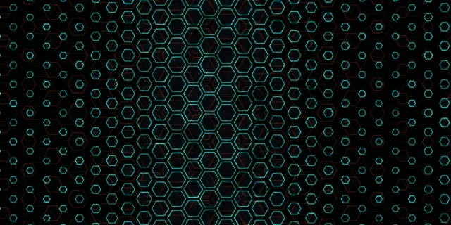 2:1 Univisium | 60fps Neon Hexagon Screensaver | Live Wallpaper Cyan Grid