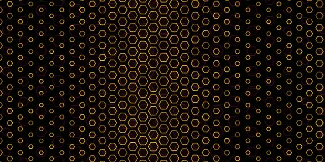 2:1 Univisium 60fps Screensaver Neon Tunnel Background for Edits Gold Hexagons