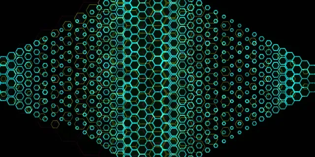 2:1 Univisium 60fps screensaver neon tunnel motion bg turquoise hex glow