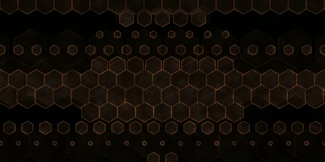2:1 Univisium 60fps Screensaver Neon Tunnel VJ Loop Gold Hexagon Glow