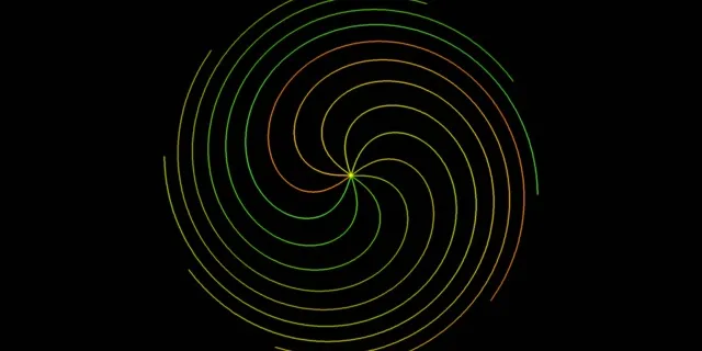 2:1 Univisium | 60fps Yellow Green Spiral Screensaver | VJ Loop