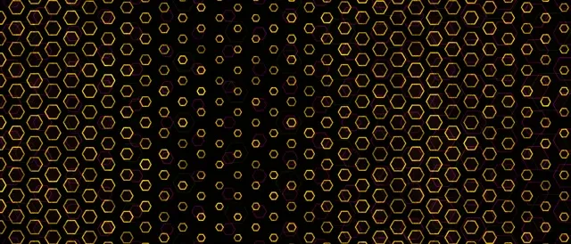 21:9 Ultrawide 60FPS Golden Hexagon Screensaver - VJ Loop Neon Abstract