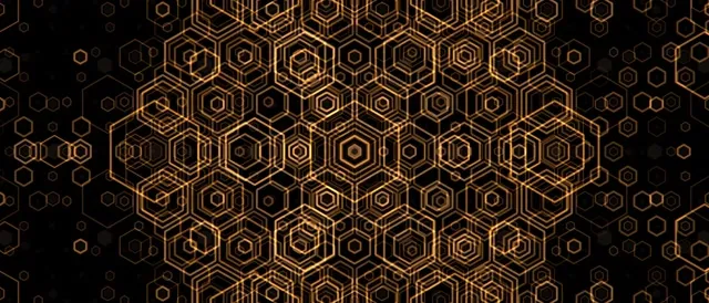 21:9 Ultrawide 60fps Hexagon Screensaver Motion Background Gold Black