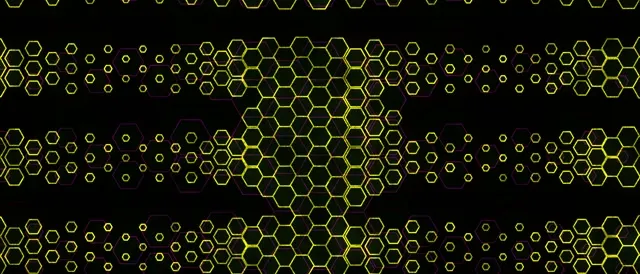 21:9 Ultrawide 60fps Hexagon Vortex Screensaver - Neon VJ Loop Yellow
