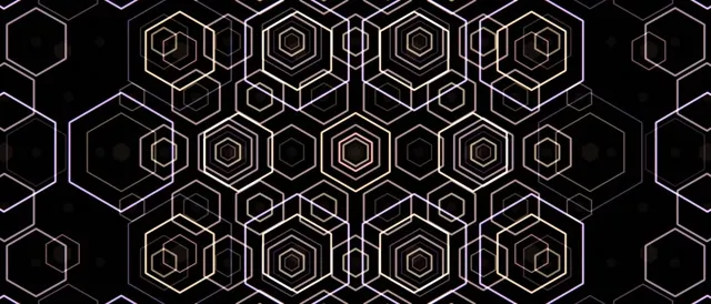 21:9 Ultrawide 60fps Screensaver | Golden Hexagon Spiral VJ Animation