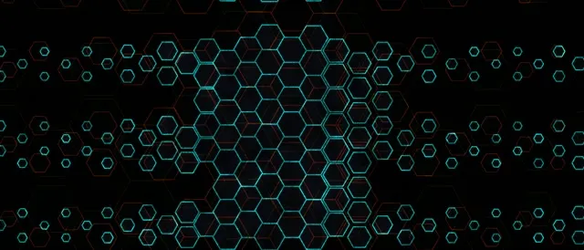 21:9 Ultrawide 60fps screensaver neon tunnel motion background cyan hexagons