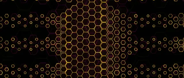 21:9 Ultrawide 60fps Screensaver Neon Tunnel Motion Background Gold Hexagons