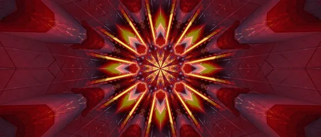 21:9 Ultrawide | 60fps screensaver neon tunnel red gold mandala vj loop