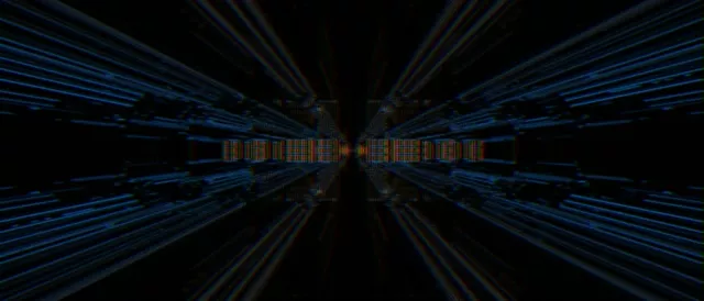 21:9 Ultrawide Neon Tunnel VJ Loop 60fps Screensaver | Glowing Blue Light Streaks