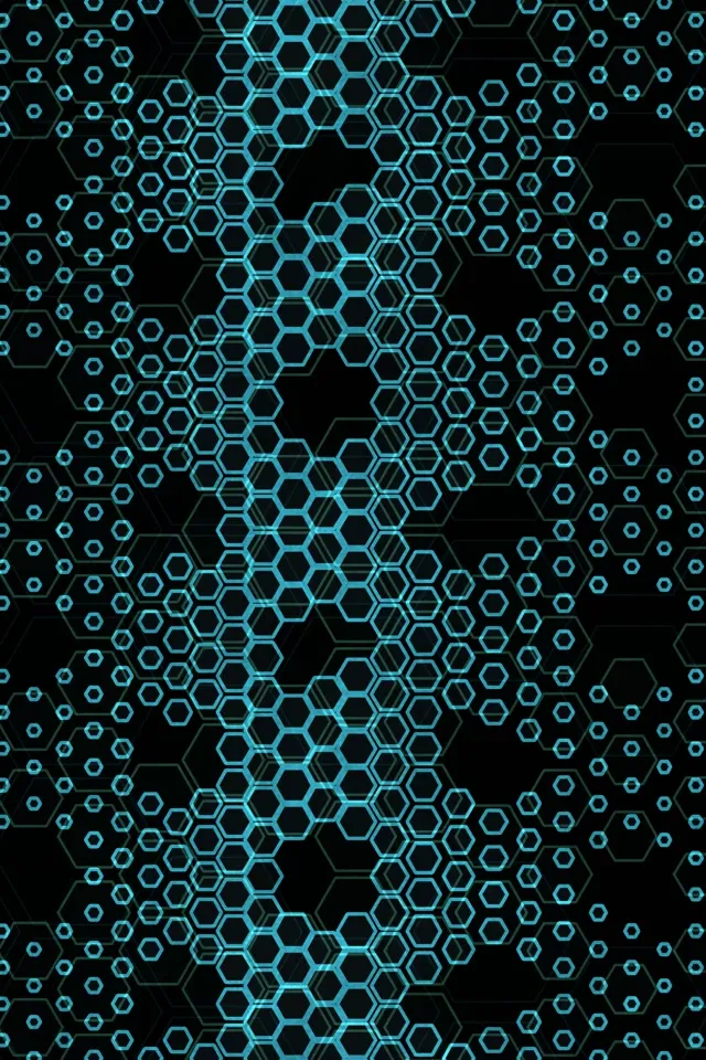 2:3 Photo Portrait | 60fps Cyan Hexagon VJ Loop Screensaver | Neon Tech Pattern