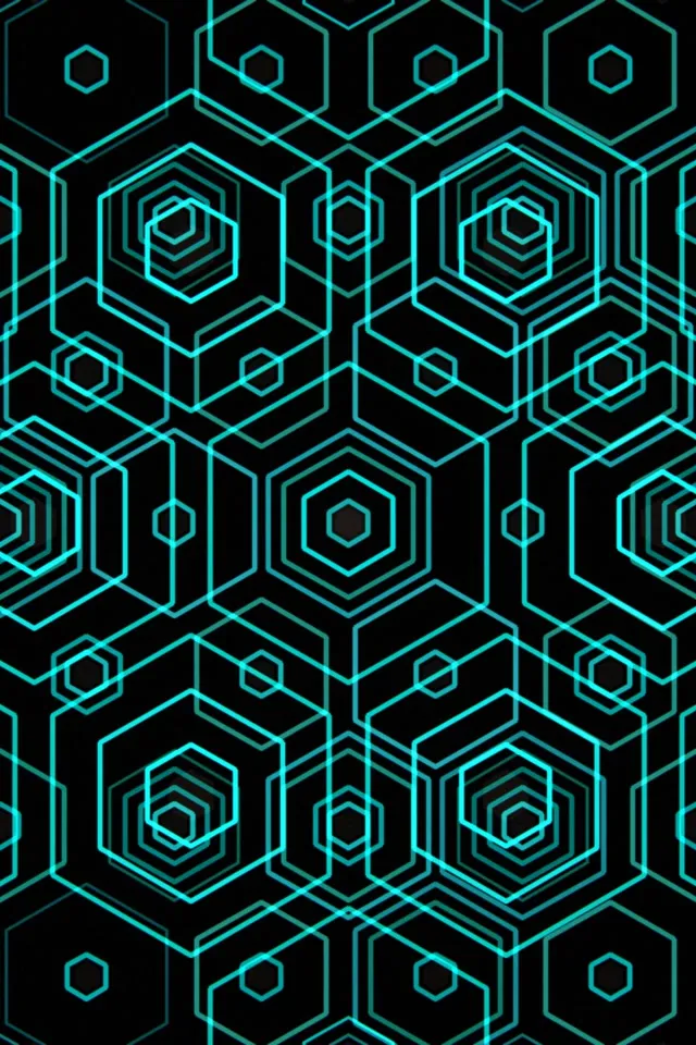 2:3 Photo Portrait 60fps Cyan Hexagon Vortex Screensaver Live Wallpaper Neon