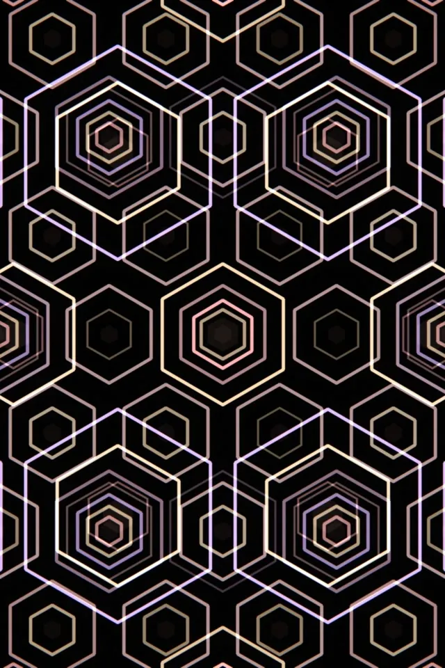 2:3 Photo Portrait | 60fps Hexagon Kaleidoscope VJ Animation Neon Gold