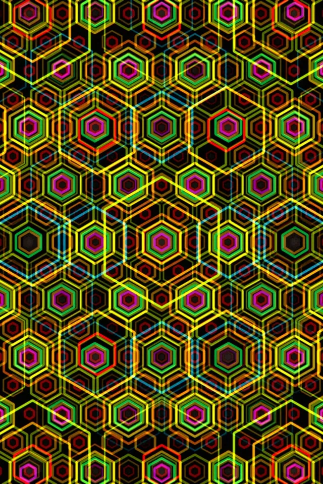 2:3 Photo Portrait 60fps Neon Hexagon Screensaver Live Wallpaper