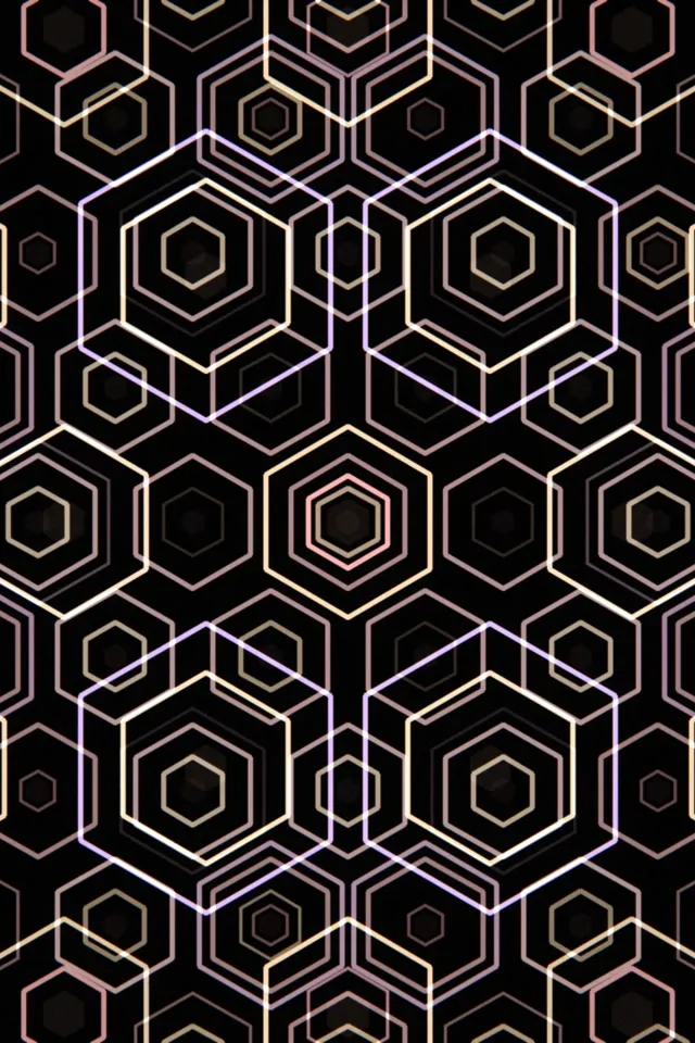 2:3 Photo Portrait | 60fps Neon Hexagon Screensaver VJ Loop | Gold Glow