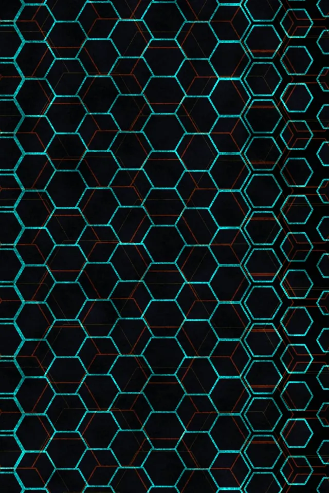 2:3 Photo Portrait 60fps Screensaver Neon Tunnel Live Wallpaper Cyan Hexagon