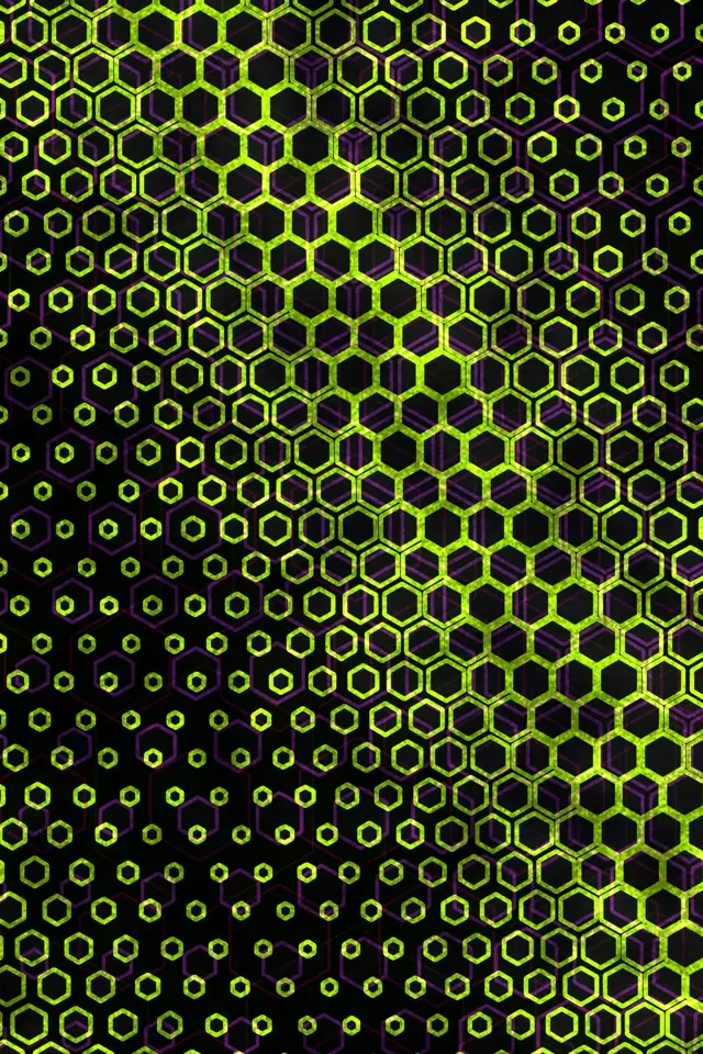 2:3 Photo Portrait 60fps Screensaver Neon Tunnel VJ Animation Yellow Hexagon