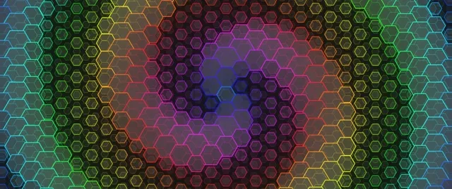 2.39:1 Cinemascope | 60fps Ethereal Purple Gold Hexagon Screensaver Motion Background