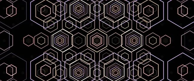 2.39:1 Cinemascope | 60fps Hexagon Kaleidoscope VJ Loop Gold Neon
