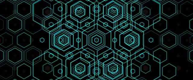 2.39:1 Cinemascope 60fps Hexagon Screensaver Motion Background Neon Cyan