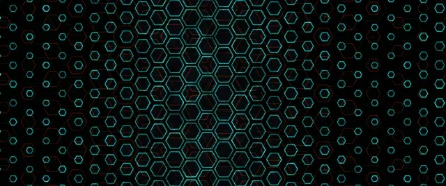 2.39:1 Cinemascope | 60fps Neon Hexagon Screensaver | VJ Animation Cyan