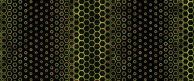 2.39:1 Cinemascope 60FPS Neon Hexagon Screensaver - VJ Loop Yellow Geometric Tunnel