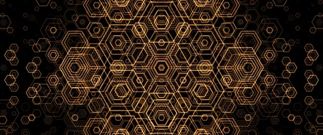 2.39:1 Cinemascope 60fps Screensaver Golden Hexagon Neon Vj Loop