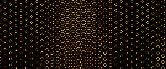 2.39:1 Cinemascope 60fps Screensaver Neon Tunnel VJ Loop Gold Hexagon Tunnel
