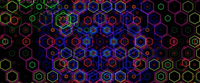 2.39:1 Cinemascope Neon Hexagon 60fps Screensaver VJ Animation Immersive