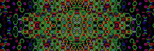 3:1 Triple Wide 60fps Neon Hexagon Geometric Broadcast Screensaver Motion Background VJ