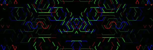 3:1 Triple Wide 60fps Neon Hexagon Geometric Broadcast VJ Loop