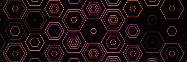 3:1 Triple Wide 60fps Neon Hexagon Motion Background Pink Orange Screensaver