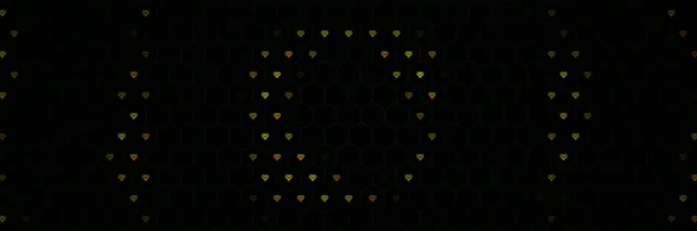 3:1 Triple Wide | 60fps Screensaver - Float Gold Hearts Dark Grid | Motion Background