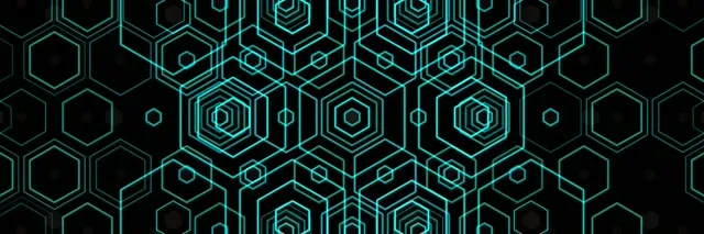 3:1 Triple Wide | 60fps Screensaver - Hexagon Tech Cyan Neon Geometry VJ Loop Motion