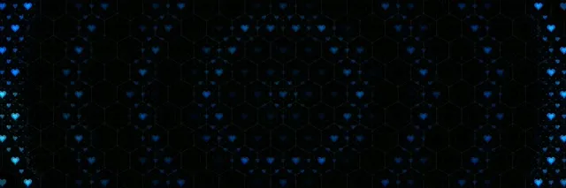3:1 Triple Wide | Glowing Blue Hearts 60fps Screensaver VJ Loop