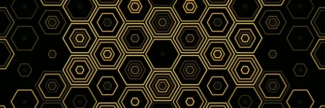 3:1 Triple Wide | Gold Black Hexagons 60fps Screensaver Geometric VJ Motion Loop