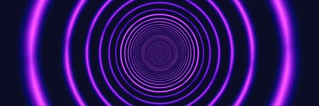 3:1 Triple Wide | Neon Glowing Circles 60fps Screensaver Motion Background Loop