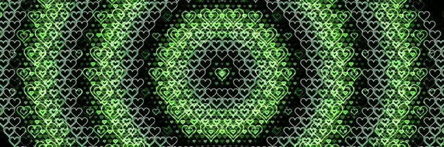 3:1 Triple Wide | Neon green heart pattern 60fps screensaver motion loop